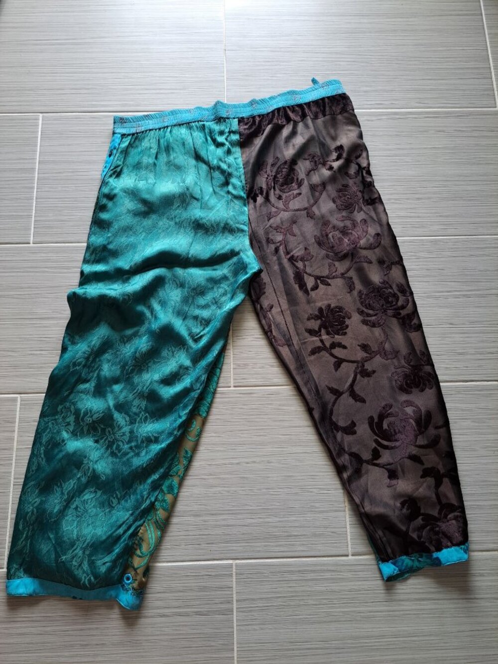Tienda Ho Velvet Burnout Floral Sheer Wide Leg Harem Pants Festival Hippie 42" - Picture 14 of 14